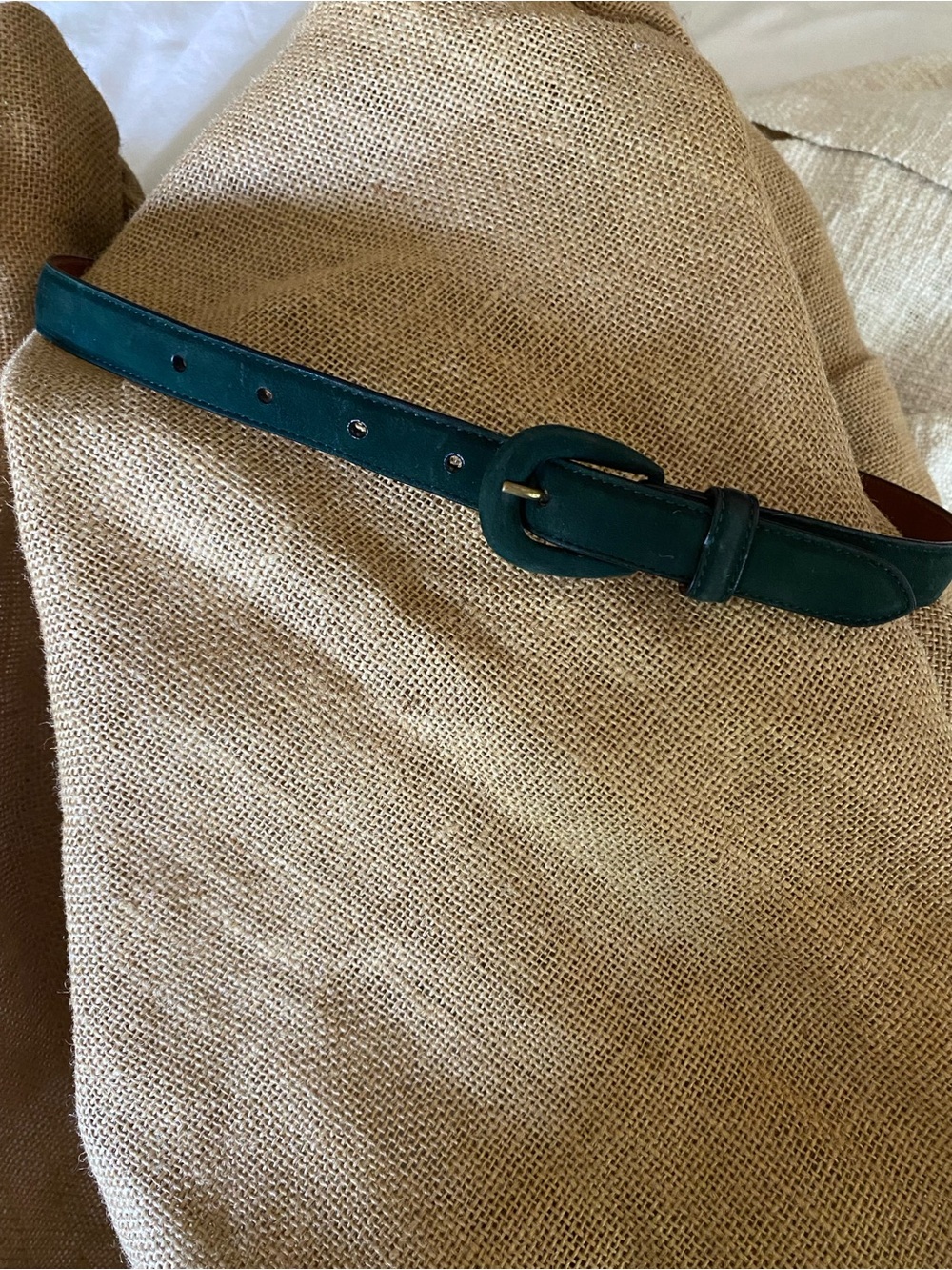 Ralph Lauren Calf Suede Exterior Lined Vanchetta Leather Belt Hunter Green sz 28